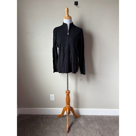 NWT Christine Alexander Full-Zip Mock Neck W/ Crystalized Swarovski Rhinestones - Picture 6 of 10